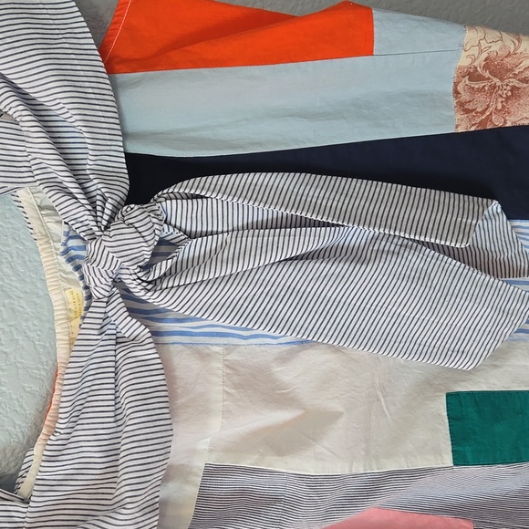 MAEVE ANTHROPOLOGIE Medley Patchwork Cold Shoulder Top Size 10 Cottagecore - Picture 6 of 13